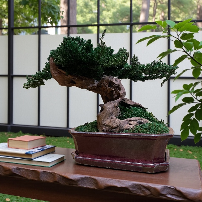 BONSAI PRESERVADO NATURAL SOBRE CUENCO JAPANDI DECOR BURDEOS DE CERÁMICA Y RAIZ OPUWA DRIFTWOOD BONSAI PRESERVADO NATURAL SOBRE CUENCO JAPANDI DECOR BURDEOS DE CERÁMICA Y RAIZ OPUWA DRIFTWOOD